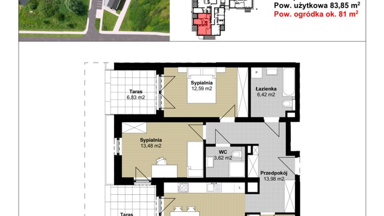 Rzut - Mieszkanie na sprzedaż 4 pokoje o powierzchni 83,85 m² - numer A1-02 w Osiedle Galaktyka