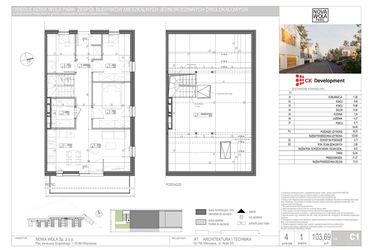 Rzut - Mieszkanie na sprzedaż 4 pokoje o powierzchni 103,69 m² - numer C.1 w Nova Wola Park