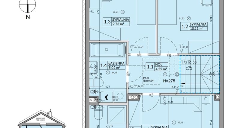Rzut - Dom na sprzedaż 5 pokoi o powierzchni 94,5 m² - numer 177A w Arkady Walendów etap 5