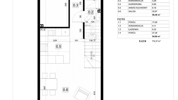 Rzut - Dom na sprzedaż 4 pokoje o powierzchni 112,64 m² - numer 7 w Smart Shape