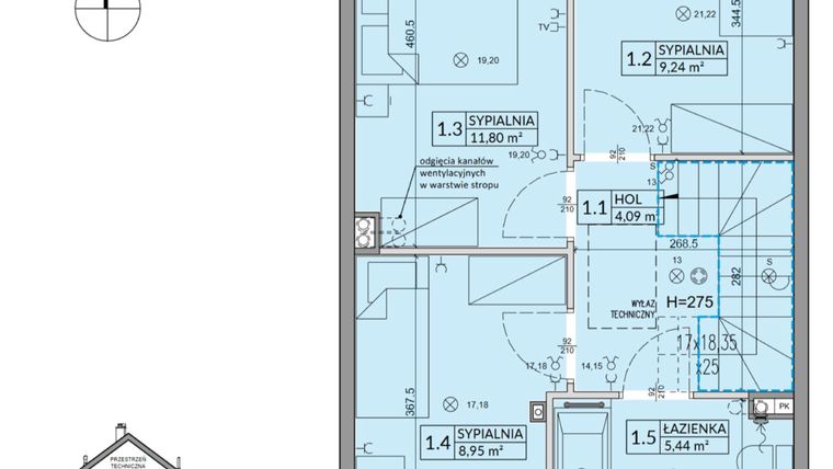 Rzut - Dom na sprzedaż 4 pokoje o powierzchni 85,17 m² - numer 170A w Arkady Walendów etap 5