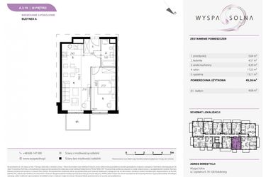 Rzut - Mieszkanie na sprzedaż 2 pokoje o powierzchni 45,26 m² - numer A3.10 w Wyspa Solna Etap III, budynek A