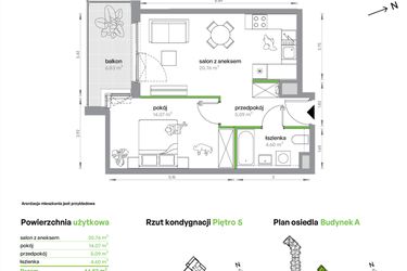 Rzut - Mieszkanie na sprzedaż 2 pokoje o powierzchni 44,52 m² - numer AB0505/4 w M Bemowo