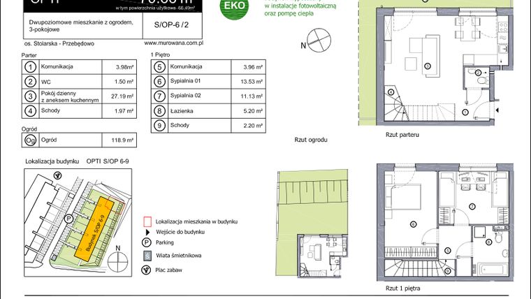 Rzut - Mieszkanie na sprzedaż 3 pokoje o powierzchni 70,66 m² - numer S-OP-6-2 w os. Stolarska