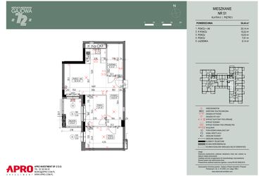 Rzut - Mieszkanie na sprzedaż 3 pokoje o powierzchni 54,69 m² - numer 51 w Wspólnota Mieszkaniowa Gajowa 72