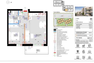 Rzut - Mieszkanie na sprzedaż 2 pokoje o powierzchni 39,89 m² - numer 35 w Harmony Antoninek