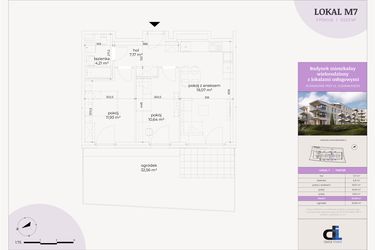Rzut - Mieszkanie na sprzedaż 3 pokoje o powierzchni 53,03 m² - numer M7 w Dominikanów