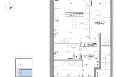 Rzut - Mieszkanie na sprzedaż 3 pokoje o powierzchni 51,15 m² - numer 77 w Boska Ksawerowska V
