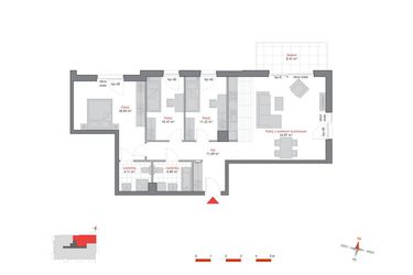 Rzut - Mieszkanie na sprzedaż 4 pokoje o powierzchni 96,06 m² - numer A1.1.1 w Atrium Oliva