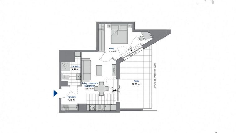 Rzut - Mieszkanie na sprzedaż 2 pokoje o powierzchni 42,75 m² - numer 9.5 w SEAHall