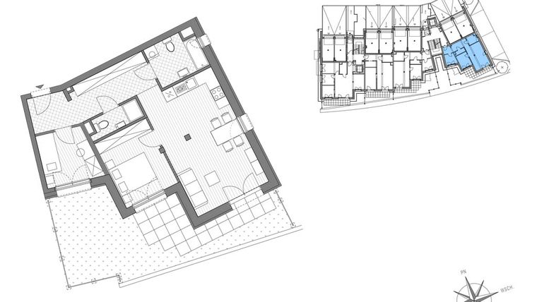 Rzut - Mieszkanie na sprzedaż 3 pokoje o powierzchni 63,31 m² - numer B.1 w Stawowa ABC