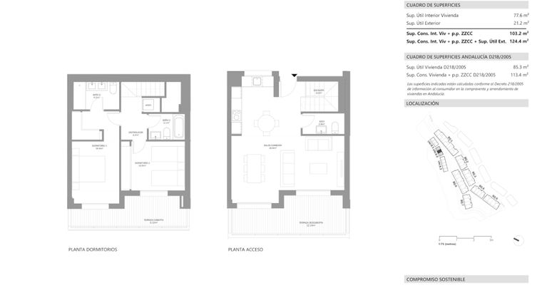 Rzut - Mieszkanie na sprzedaż 2 pokoje o powierzchni 77 m² - numer B5 w Oceana Gardens II