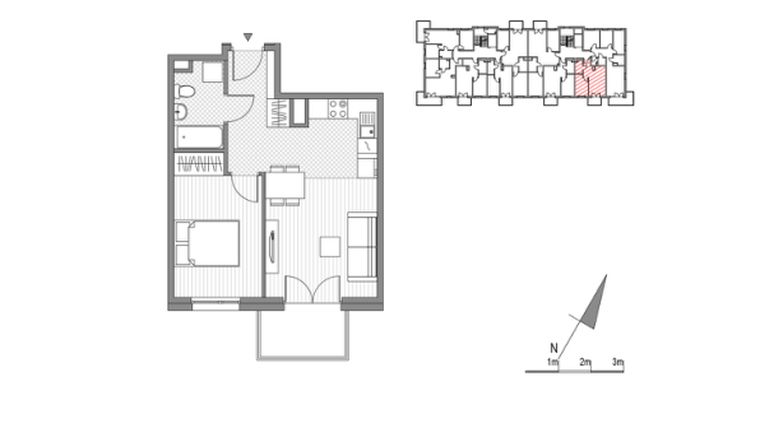 Rzut - Mieszkanie na sprzedaż 2 pokoje o powierzchni 39,2 m² - numer G.10 w Glogera bud. F i G
