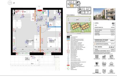 Rzut - Mieszkanie na sprzedaż 2 pokoje o powierzchni 40,98 m² - numer 2 w Harmony Antoninek