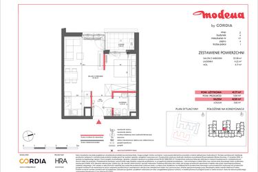Rzut - Mieszkanie na sprzedaż 1 pokój o powierzchni 41,77 m² - numer A.117 w Modena II