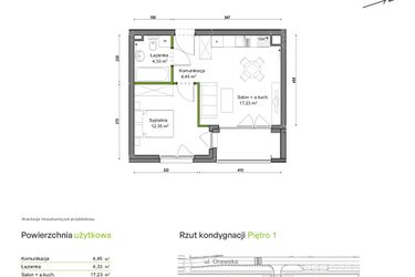 Rzut - Mieszkanie na sprzedaż 2 pokoje o powierzchni 38,36 m² - numer C2/F/09 w Orawska Vita