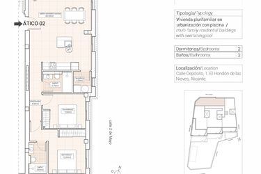 Rzut - Mieszkanie na sprzedaż 2 pokoje o powierzchni 93,93 m² - numer 2 w Mieszkania w Hondón de las Nieves - 65879943