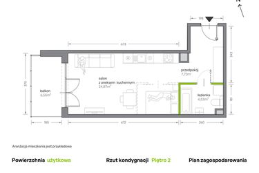 Rzut - Mieszkanie na sprzedaż 1 pokój o powierzchni 37,12 m² - numer A.019 w Żabiniec Vita