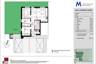 Rzut - Mieszkanie na sprzedaż 3 pokoje o powierzchni 70,02 m² - numer 4.1 w Przystań Młynek