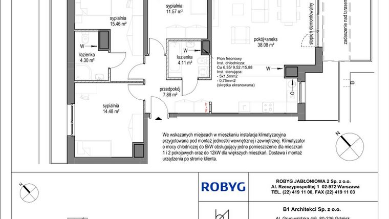 Rzut - Mieszkanie na sprzedaż 4 pokoje o powierzchni 95,88 m² - numer A.4M01 w Kobieli 4