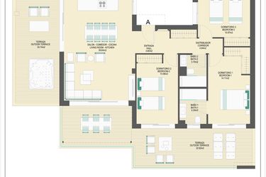 Rzut - Mieszkanie na sprzedaż 3 pokoje o powierzchni 160,54 m² - numer B65A w Arrecife by UrbinCasa