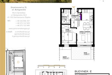 Rzut - Mieszkanie na sprzedaż 2 pokoje o powierzchni 36,21 m² - numer E.0.5 w Panorama Bańgów Etap II