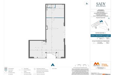 Rzut - Lokal użytkowy na sprzedaż 1 pokój o powierzchni 160,51 m² - numer F1.U.00.01 w Sady Żoliborz