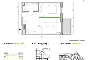 Rzut - Mieszkanie na sprzedaż 2 pokoje o powierzchni 38,05 m² - numer I.3.M02 w Przemyska Vita