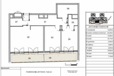 Rzut - Mieszkanie na sprzedaż 3 pokoje o powierzchni 73,65 m² - numer 49 w Wyszyńskiego 56