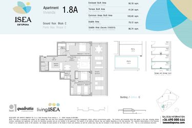 Rzut - Mieszkanie na sprzedaż 3 pokoje o powierzchni 79,12 m² - numer 1.8A w Isea - Estepona