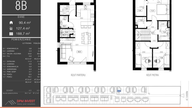 Rzut - Dom na sprzedaż 4 pokoje o powierzchni 94,7 m² - numer 8B w Family Park Ksawerów IV