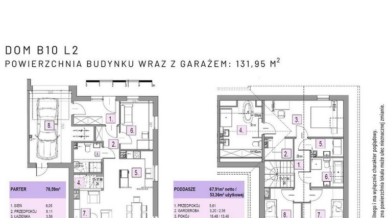 Rzut - Dom na sprzedaż 5 pokoi o powierzchni 131,95 m² - numer B10 L2 w Osiedle Lawendowe