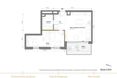 Rzut - Mieszkanie na sprzedaż 2 pokoje o powierzchni 54,38 m² - numer B/2/5 w Kopernika 71