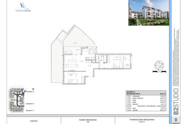 Rzut - Mieszkanie na sprzedaż 3 pokoje o powierzchni 66,53 m² - numer 59 w Osiedle Solne etap II