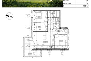 Rzut - Mieszkanie na sprzedaż 4 pokoje o powierzchni 70,04 m² - numer C5.01.37 w Osiedle Panorama Wiślana Etap IV - budynek C5