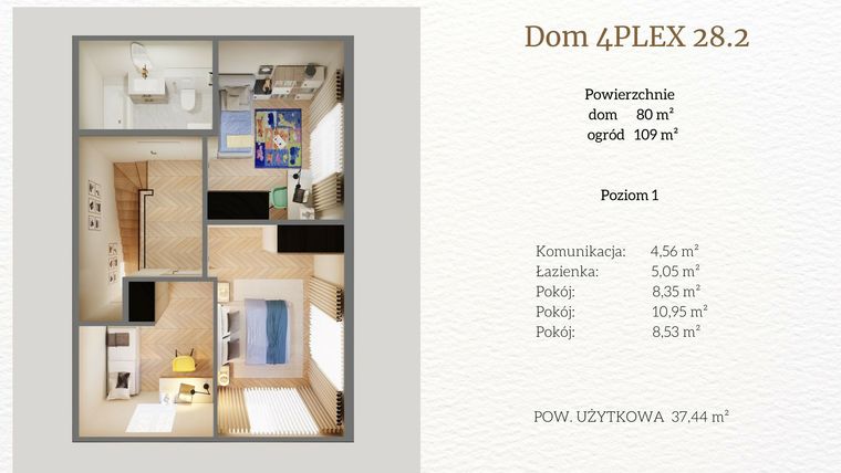 Rzut - Dom na sprzedaż 4 pokoje o powierzchni 79,67 m² - numer 4plex 28.2 w Tesoro Golf Park