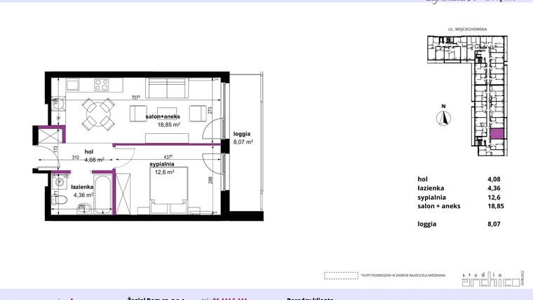 Rzut - Mieszkanie na sprzedaż 2 pokoje o powierzchni 39,89 m² - numer 15 w Wojciechowska Square