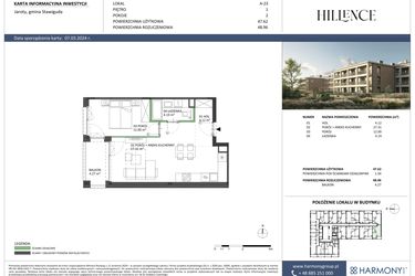 Rzut - Mieszkanie na sprzedaż 2 pokoje o powierzchni 47,62 m² - numer B-23 w Hillence etap 2