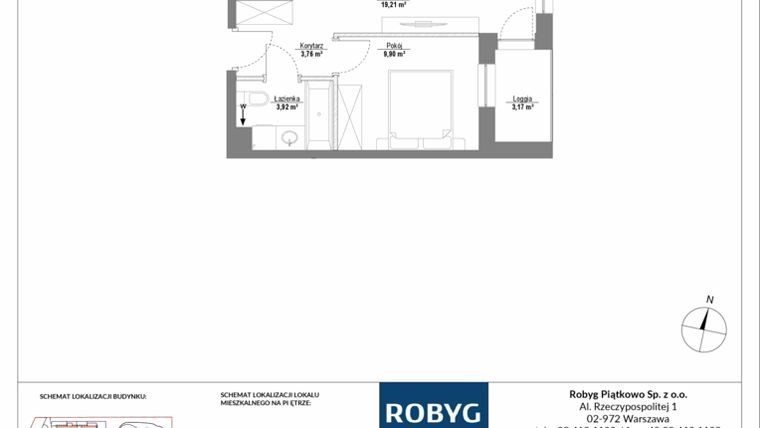 Rzut - Mieszkanie na sprzedaż 2 pokoje o powierzchni 36,79 m² - numer 2M06 w Początek Piątkowo bud. I