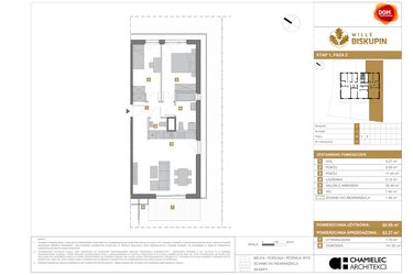 Rzut - Mieszkanie na sprzedaż 3 pokoje o powierzchni 62,27 m² - numer I.1 w Wille Biskupin II