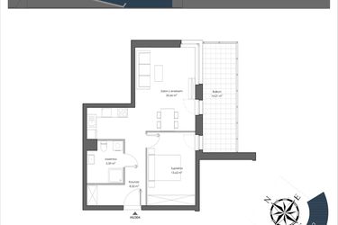 Rzut - Mieszkanie na sprzedaż 2 pokoje o powierzchni 54,31 m² - numer H.304 w Nautica Resort etap III