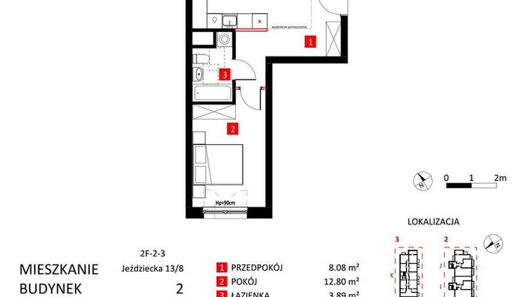 Rzut - Mieszkanie na sprzedaż 2 pokoje o powierzchni 48,79 m² - numer AJ_13/8 w Apartamenty Jeździecka