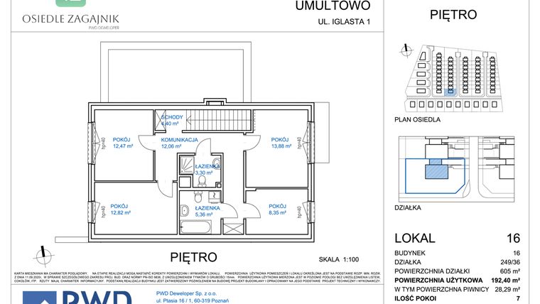 Rzut - Dom na sprzedaż 7 pokoi o powierzchni 192,4 m² - numer 16 w Osiedle Zagajnik etap II - domy jednorodzinne, szereg