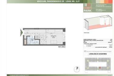 Rzut - Mieszkanie na sprzedaż 1 pokój o powierzchni 18,78 m² - numer 2.27 w START PARK