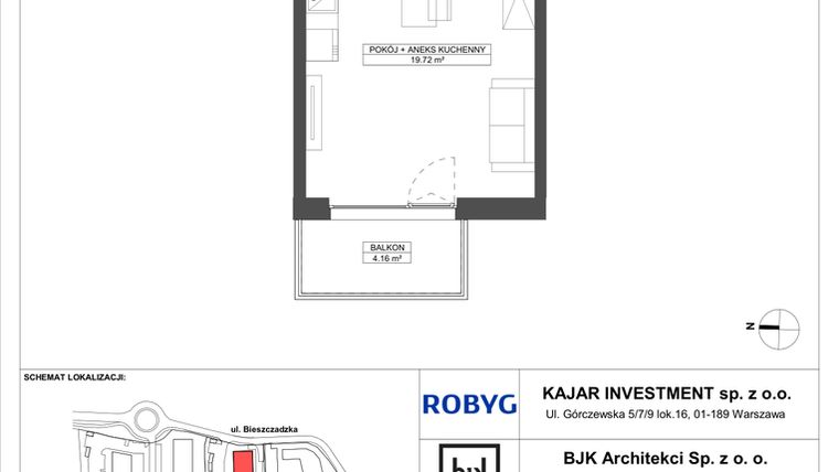 Rzut - Mieszkanie na sprzedaż 1 pokój o powierzchni 27,22 m² - numer C.5M17 w Foresteria