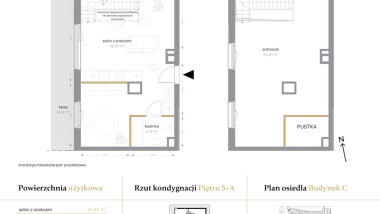 Rzut - Mieszkanie na sprzedaż 1 pokój o powierzchni 73,09 m² - numer C/58 w Królowej Jadwigi