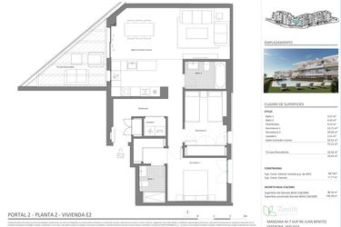Rzut - Mieszkanie na sprzedaż 2 pokoje o powierzchni 98 m² - numer 2-2-E2 w Zenith Estepona