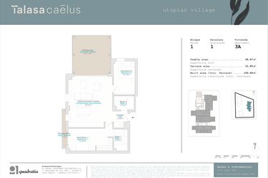 Rzut - Mieszkanie na sprzedaż 2 pokoje o powierzchni 65,67 m² - numer 1.3A w Talasa Caelus I