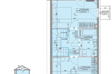 Rzut - Dom na sprzedaż 3 pokoje o powierzchni 68,42 m² - numer 15B w Osiedle Słoneczne etap II