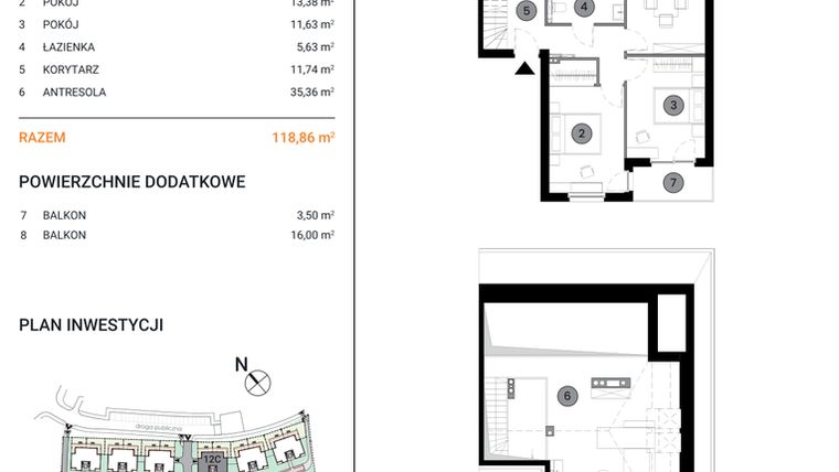 Rzut - Mieszkanie na sprzedaż 3 pokoje o powierzchni 118,86 m² - numer 12C.6 w Wille Miejskie Lekcyjna